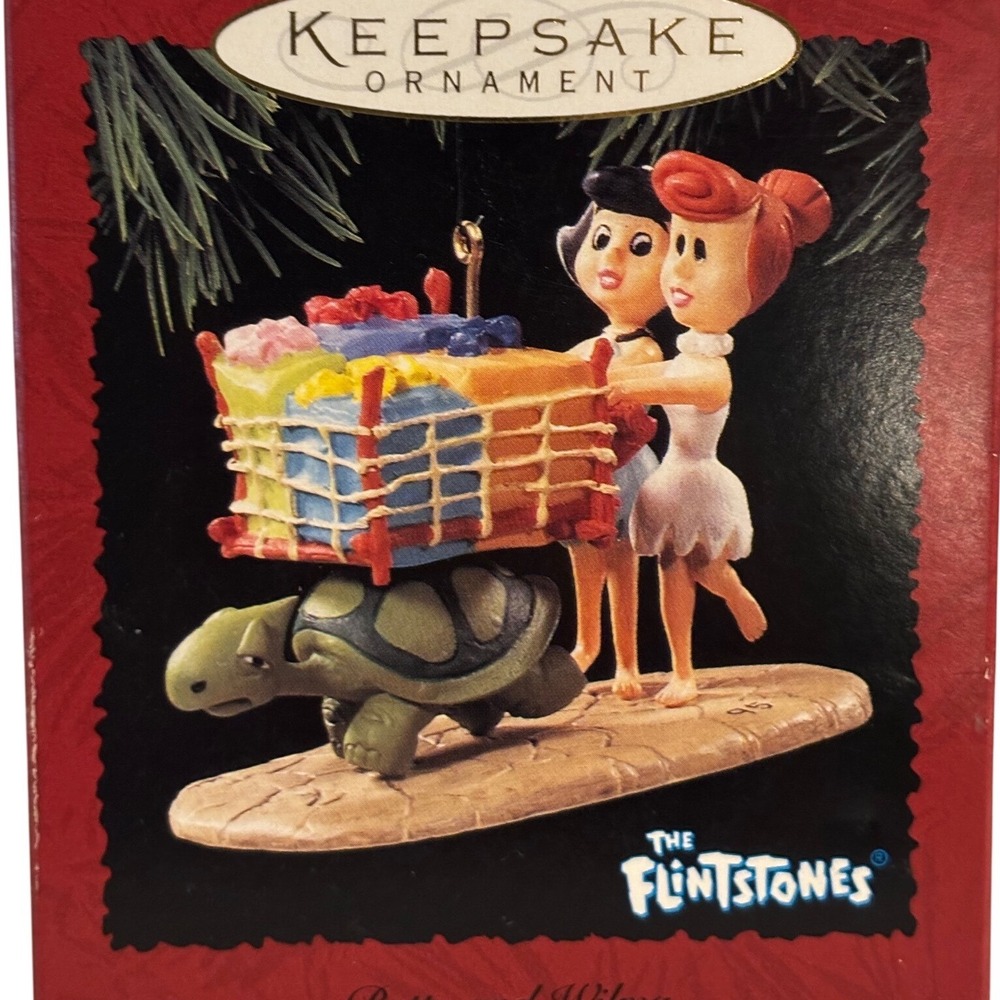 Hallmark Keepsake Ornament 1995 The Flintstones Betty‎ and Wilma Shopping Turtle
